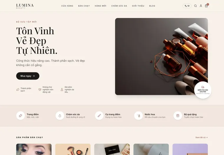 Mẫu website LUMINA Beauty — Thương mại điện tử