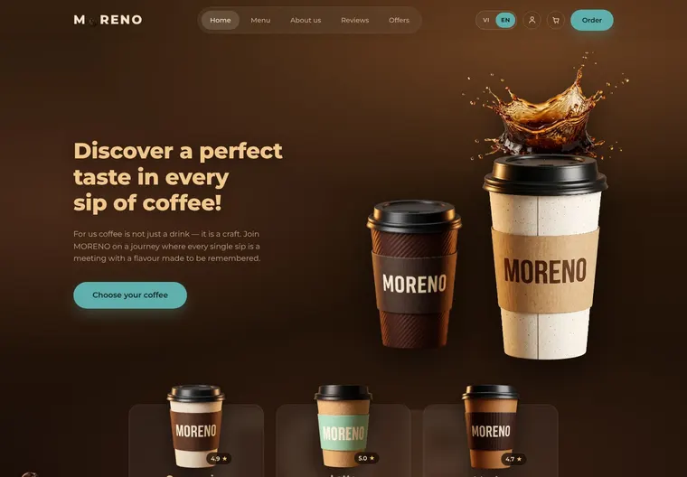 Mẫu website MORENO — Quán cà phê