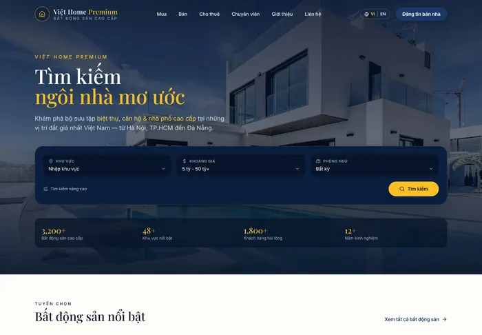 Mẫu website Việt Home Premium — Bất động sản