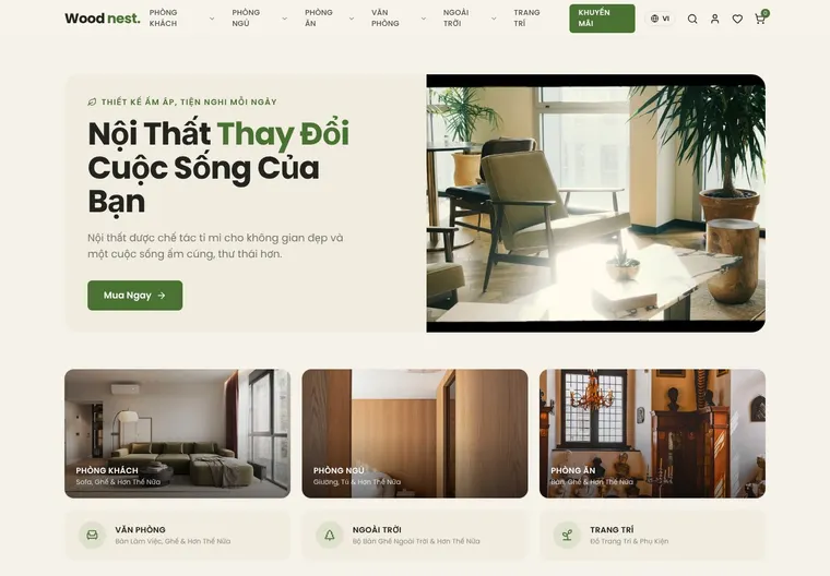 Mẫu website Woodnest — Thương mại điện tử