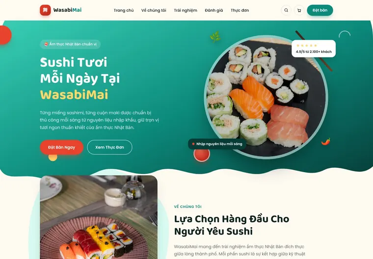 Mẫu website WasabiMai — Ẩm thực & đồ uống