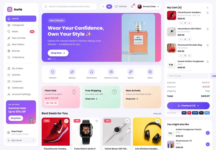 Mẫu website Auria — Thương mại điện tử