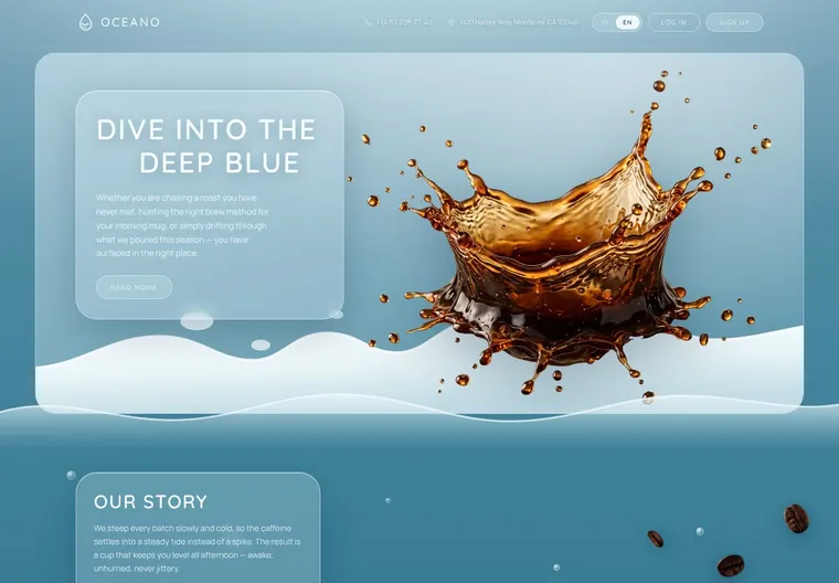 Mẫu website OCEANO — Ẩm thực & đồ uống