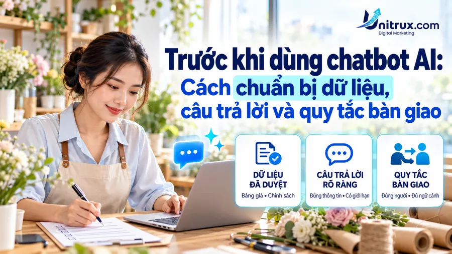 Trước khi dùng chatbot AI: Cách chuẩn bị dữ liệu, câu trả lời và quy tắc bàn giao