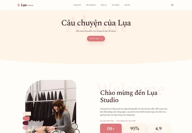 Mẫu website Lụa Studio — Salon & làm đẹp
